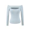 Atmósfera Diosa Moda Chica Atrevida Hueco Un Hombro Manga Larga Camiseta Otoño Nuevo Sexy Cintura Top con Almohadilla en el Pecho
