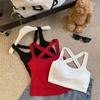 2025 Nuevo Estilo Lujuria Pura Sexy Diseño Camisola Cuello Cuadrado Chic Sin Espalda Top sin Mangas con Almohadillas para el Busto para Mujer