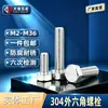 DIN933 Estándar alemán M4M5M6M8M10 Perno arandela blanco A2-70 alta resistencia acero inoxidable 304 Tornillos hexagonales