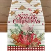 Camino de mesa navideño bestseller transfronterizo con estampado creativo de muñeco de nieve, mantel individual de lino resistente a las manchas, decoración festiva de mesa navideña