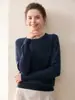 Suéter Rikako Espesado de Hilo Fino 100% Lana Pura Hilo Yangzi para Mujer Cuello Redondo Jersey de Punto Capa Base