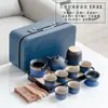 Juego de Té para Viaje Juego de Té Gongfu para Exteriores Set Bolsa de Cuero Tetera con Asa Degradada Evento de Negocios Regalo Regalo Estampado de Logo