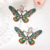 Europeu e americano exagerado criativo colorido diamante borboleta brincos vintage liga diamante inseto brincos brincos para as mulheres