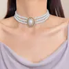 Collar Vintage de Lujo Ligero Estilo Francés con Perlas y Pedrería Multicapa con Diamantes, Accesorio de Alta Gama para Vestido de Novia, Collar Texturizado