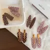 Set de Pasadores para el Cabello con Puntos Polka Marrón-Rosa y Borde Ondulado Vintage, Pinza de Pico de Pato con Textura de Acetato, Pinza Suave Francesa para Flequillo Lateral