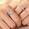 Anéis de Casamento Ajustáveis Luxuosos com Pontas Abertas para Casal com Diamantes Simulados para Homens e Mulheres