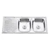 Fregadero de Acero Inoxidable 201 de Exportación, Fregadero de Cocina con Doble Función, Doble Tina 1200*600 con Tabla Reforzada