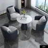 Juego de sofá individual y mesa de centro estilo lujo ligero para recepción comercial, oficina de ventas, mesas y sillas de negociación, sofá de recepción de oficina