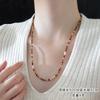 Collar de ágata roja del sur con turquesa blanca natural, cadena de clavícula para mujer, nicho de perla de agua dulce, estilo nacional, retro, accesorios de alta gama.