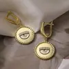 Pendientes Redondos Aogu Estilo Niche Europeo y Americano Chapado en Oro de 18 Quilates con Esmalte de Goteo Ojo del Diablo para Mujer, Pendientes Retro Sencillos