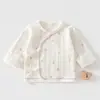 Camisa Meia-Costas Costurada Sem Costura para Recém-Nascido Primavera/Outono Algodão Puro Manga Longa 0-3 Meses Bebê