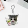 Lindos accesorios navideños para mascotas, nuevos llaveros de dibujos animados acrílicos para compañeros de clase, accesorios transfronterizos para perros y gatos