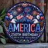 Design Plano 2D, Decoração de Parede do 250º Aniversário Americano - Logotipo Vintage de Fogos de Artifício com Águia Dupla, Adequado para o Dia da Independência