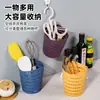 Cesta suspensa com suporte para armazenamento, para banheiro, doméstica, giratória, com gancho único, multifuncional, para cozinha, dormitório, mesa de cabeceira, cesta de armazenamento