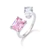 Rakol Transmisión en Vivo Venta Caliente Nuevo Producto Esmeralda Simulada Turmalina Anillo Abierto Elegante de Princesa Anillo para Mujer