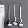 Cepillo para inodoro tipo S para el hogar sin ángulo muerto sin perforaciones montado en la pared artefacto para lavar el inodoro cepillo mango largo alargado 2024 Nuevo