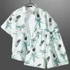 Camisa floral de manga corta, Ropa de playa de Hainan, Estilo hawaiano de Sanya, Conjunto de pantalones cortos finos de verano para hombre y pareja de viaje a Tailandia