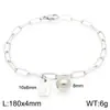 Pulsera Cuadrada de Moda con Letras Inglesas (26), Cadena Sencilla Tipo Clip Estilo Ins, Bola Redonda, Acero de Titanio Chapado en Oro de 18K