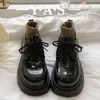 Zapatos Pequeños de Cuero Negros con Cordones de Tacón Grueso Estilo Británico para Mujer Primavera y Otoño Nuevo Estilo Japonés JK Versátiles Mary Janes Zapatos de Trabajo