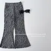 Pantalones de campana ajustados de otoño estilo coreano para niñas 2026, casuales, con estampado de leopardo y lunares, pantalones largos elásticos para niños, pantalones casuales versátiles