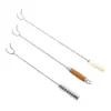 Acero inoxidable anzuelo de pesca de carne pesca carne marinada pesca asado mango de madera anzuelo tenedor de carne grueso mango largo anzuelo de carne de acero inoxidable venta al por mayor