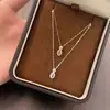 Colar de Prata Esterlina S925 Oval Rosa Pequeno Diamante Luxo Leve Doce Moda Nicho Alto Padrão Estilo Menina Rica Corrente para Clavícula de Socialite