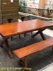 Juego de Mesa y Sillas para Exteriores Patio Balcón Madera Maciza Anticorrosión Mesa y Sillas de Comedor Jardín al Aire Libre Invernadero Mesa de Madera Maciza Anticorrosión