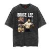 Camiseta de manga corta para hombre de la Costa Oeste con estampado de kung fu, boxeo, holgado, desgastado y estilo batik vintage de verano