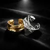 Anillo de Cobre Galvanizado de Diseño Irregular Ajustable Estilo Europeo y Americano de Gama Alta Joyería para Mujer