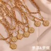 Cadena de Suéter de Moda Ins Europea y Americana, Joyería Simple Versátil, Cadena de Clip de Papel de Doble Capa, Collar con Colgante de Letra Hexagonal