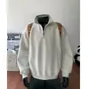 Sudadera simple nueva con media cremallera y cuello alto para hombre, diseño casual holgado de moda, top versátil de manga larga para otoño