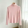Novo Suéter de Malha Gola Alta Cor Sólida Feminino de Outono, Camisa Básica Slim Fit, Top Interno de Manga Longa, Direto da Fábrica