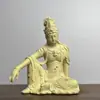 Talla de Madera de Águila Estilo Clásico Autosuficiente Bodhisattva Guanyin Estatua Sentada Adorno Artesanía Estilo Zen Chino Decoración de Sala de Estar