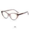 Nuevo marco de gafas de moda ojo de gato, gafas con lente plana anti luz azul para mujer, marco híbrido de plástico dorado TR tipo honda