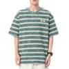 2024 Marca de Moda de Algodón Puro Verano Manga Corta para Hombre Tejido Rayado Pesado 260g Joker Mastic Estampado Tecnológico Camiseta Moda