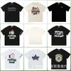 25Fw Passarela Espacial Espuma Estampada Rua Alta Solta Gola Redonda Par de Camiseta de Manga Curta Verão