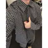 Moda coreana de primavera y otoño, estilo retro a la moda, estilo "Old Money", camisa corta a cuadros de manga larga para hombre, holgada, casual, chaqueta, moderna