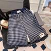 Pantalones Casuales para Niñas de Primavera y Otoño, Elegantes Pantalones de Pierna Ancha a Cuadros con Adorno de Encaje y Parche de Letra para Niños a la Moda