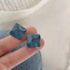 Aretes Frescos de Onda de Agua Irregular Aretes Cuadrados de Parche de Cubo de Hielo Azul Diseño de Nicho Aretes de Gama Alta