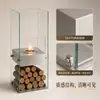 Chimenea de alcohol de fuego real de cristal de cuatro lados, adorno de pie, chimenea decorativa de calefacción para interior de hogar moderno nórdico, hecha a medida