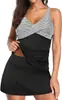 Maiô Tankini Feminino Transfronteiriço Split com Saia Cruzada Plissada Cincha-cintura Esconde-corpo