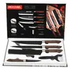 Conjunto de Facas Marteladas de Aço Inoxidável Conjunto de 6 Peças com Cabo Revestido Conjunto de Facas Seis Peças Conjunto de Facas de Cozinha Seis Peças Caixa para Presente