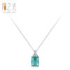 Colar com pingente quadrado azul-aqua estilo coreano da moda em prata esterlina S925, colar feminino elegante com design de nicho, colar com sentido