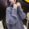 Suéter Feminino Gola Alta Inverno 2026 Novo Estilo Primavera Outono Roupa Externa Solta Elegante Tricô Preguiçoso Camisa Base