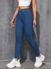 Jeans de Mezclilla Ajustados Transfronterizos para Mujer, Estilo Simple Europeo y Americano, Azul Oscuro, Tiro Bajo, Pantalones Skinny, Todas las Temporadas, 2026 Amazon