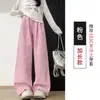 Calça Xadrez Dopamine Estilo Coreano Caimento Relaxado Feminina Calça Xadrez Color-Block Cintura Alta Emagrecedora Casual Calça Wide Leg