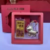 Pingente de Pônei Dourado do Ano do Cavalo, Fique Rico Instantaneamente, Corrente para Celular, Chaveiro, Presente de Ano Novo, Conjunto com Caixa de Presente, Lembrança Cultural e Criativa