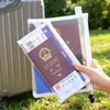 Bolsa para guardar passaporte para viagens ao exterior, porta-documentos de identidade portátil, cartão de embarque, porta-cartões, capa protetora, bolsa para guardar documentos A4