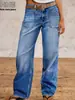 Hme Jeans de Mujer Europeos y Americanos Transfronterizos Sueltos Casuales Rectos de Pierna Ancha Pantalones Largos de Mujer Comercio Exterior de Guangzhou Xintang