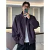 Chaqueta de Patchwork Americano Desconstruida con Cuello Alto para Hombre Otoño Talla Grande Moderna Ajuste Holgado Chaqueta Bomber